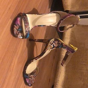 Colored Snake Print High Heels